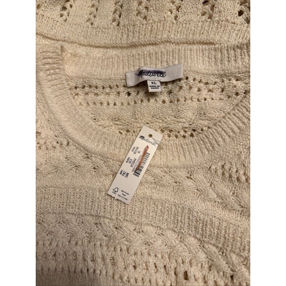 Madewell Women’s Crochet Sweater Sand Cotton Blend Bell Sleeve Size XL NWT NU548 - Picture 5 of 8